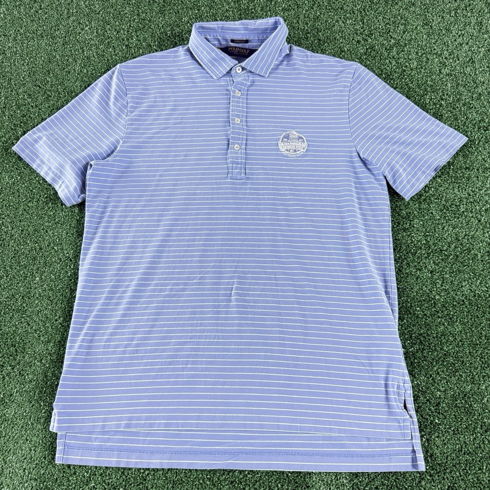 Polo Golf Ralph Lauren Stretch Lisle PGA Men's Shirt Medium Blue Striped